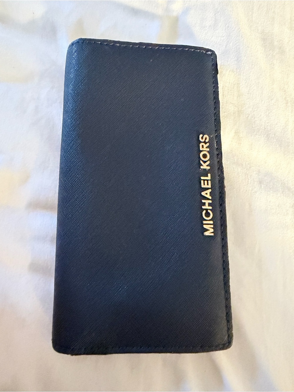 Michael Kors Navy Card & Key Holder with Gold Logo